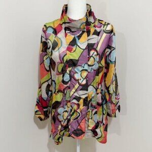 Luii Anthropologie Colorful Lightweight Hooded Zip Jacket Size M